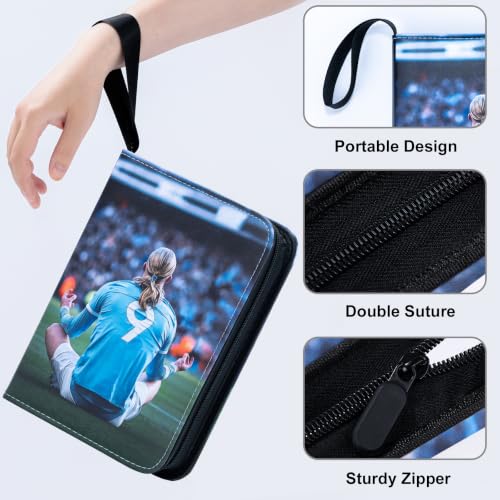400 Pockets Soccer Card Binder, Portable Waterproof PU Storage Album,R133 - color: Soccer04-400