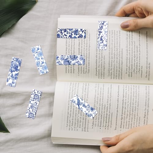 Chinoiserie Magnetic Bookmarks Gifts - 30 Pcs Blue and White - style: Chinoiserie