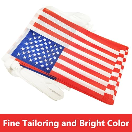 100 Feet USA String Flag, 76 Pcs American Banner Flag, Small Mini World Banner Flags for Sports Events, Bars Decorations, School Festivals, Party Decorations, Celebrations (USA) - color: USA