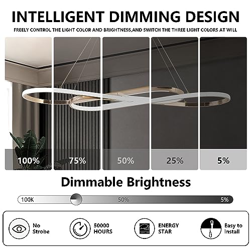 Electroplated Gold Modern LED Pendant Chandelier - color: Electroplated Gold, size: 39.37in