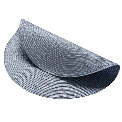 AHHFSMEI Round Placemats Set of 8 Heat Resistant Washable Non-Slip Woven Braided Table Mats for Dining Table Kitchen & Home Deco (Light Blue,8) - color: Light Blue, size: Set of 8