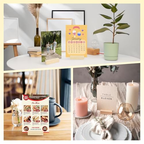 60Pcs 2.75x1.38 Inches Wood Table Number Stands, Wooden Place Card Holders, Acrylic Sign Holders for Wedding, Ceremony, Birthday, Party, Home Decoration, Events (3mm Slots) - size: 60 Pcs- L 2.75"- Slots 3mm