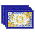Summer Lemon Mediterranean Italian Tiles Placemats Set of 4, 12x18 Inch - color: Lemon07, size: 4pcs