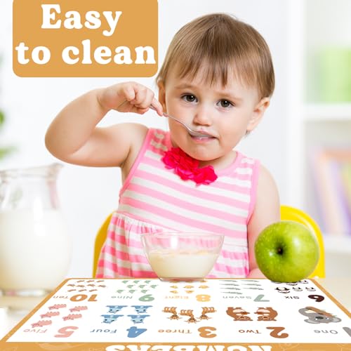 Educational Placemats Set of 6 Boho Kid Plastic Table Mat 17×13×0.04in - style: Educational Boho