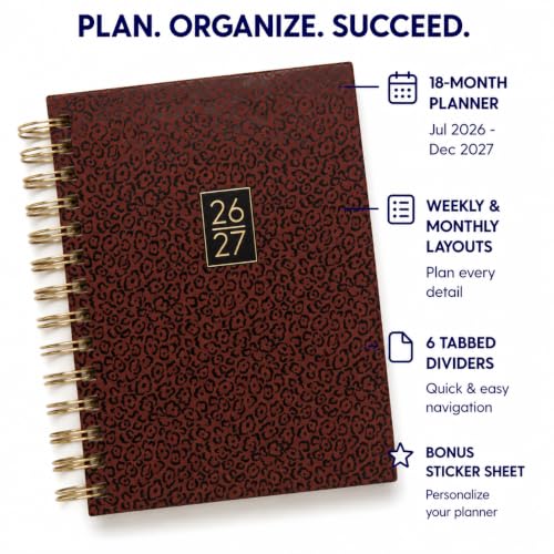 WORLD TRAVELER Academic Planner School Organizer Jul 2026-Dec 2027, 7"x9" - color: Cheetah