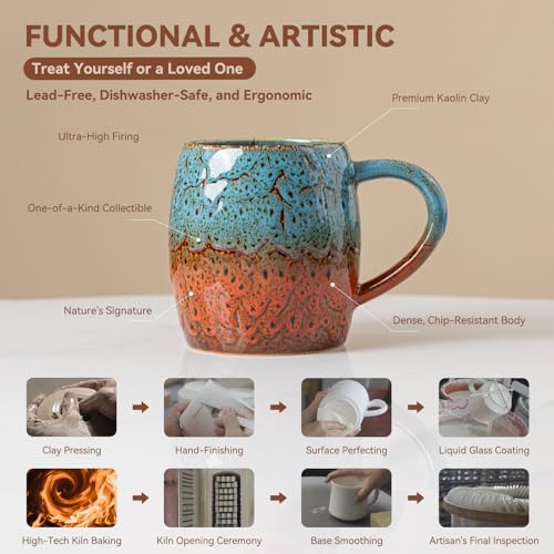 Sunset Coast Ceramic Mug, 22oz Reactive Glaze Coffee Mug, Traveler Gift - color: Sunset Coast · WANDER