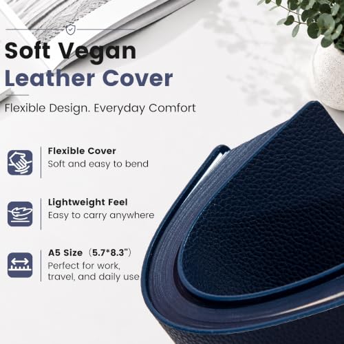 CAGIE College Ruled Journal for Men & Women, Softcover A5 Leather Notebook - color: Navy Blue, size: 1 Pack