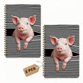 2 Pcs Funny Pig A5 Spiral Notebook, Cute Pig Gifts Journal Notebook - color: Multicolour 0032