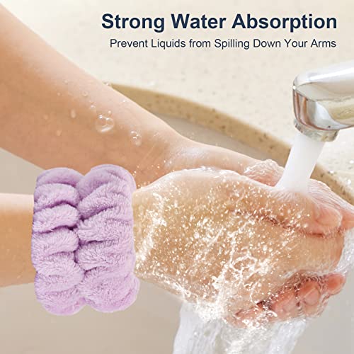 Dorbetar 2 Pcs Wrist Bands for Washing Face, Microfiber Wrist Towels for Washing Face, Spa Wristbands for Washing Face, Face Wash Wristbands, Arm Bands for Washing Face for Woman and Children - color: A-Purple, size: 2 Count (Pack of 1)