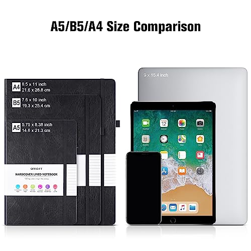 College Ruled Notebook B5, 312 Numbered Pages Diary, Lined Leather Journal - color: Black, size: B5