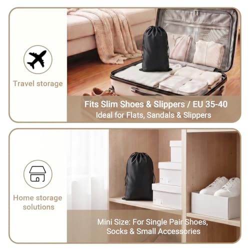Q&J Fabric Co. 6 Pack Satin Dust Bag 17.7x7.9 inch Black 100% Polyester Silk Bag Purse Dust Bag Shoe Bags for Closet Purse Protector Bag Dust Covers for Purses - color: Black, size: 17.7"x7.9"