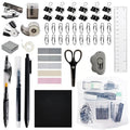 Mini Office Supply Kit, Mini Stapler with Staples and Tape Dispenser Set, Mini School Supplies Kit Includes Sticky Notes Index Tabs Gel Pens for Office & School (Black) - color: Black