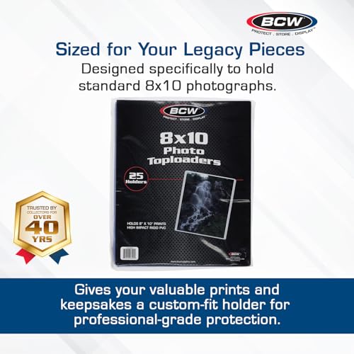BCW 8x10 Photo Topload Holders, Rigid PVC Display Protectors, 25 Count