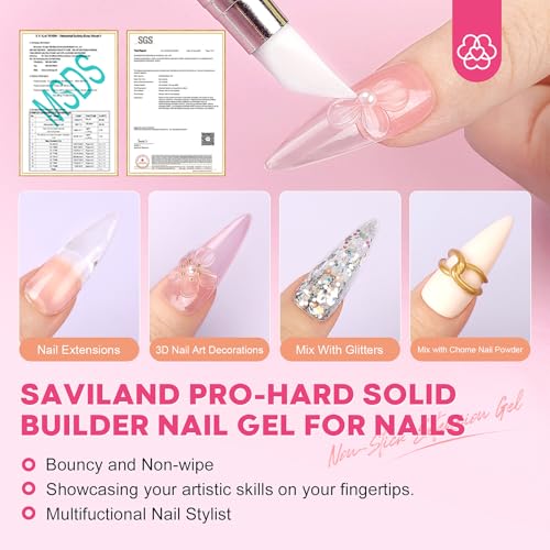 SAVILAND Solid Builder Nail Gel with U V Lamp for 3D Carving & Extension - size: 9pcs
