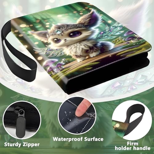 4 Pocket Trading Card Binder, Holds 400 Cards, 3-Ring Binder - color: Cute elf