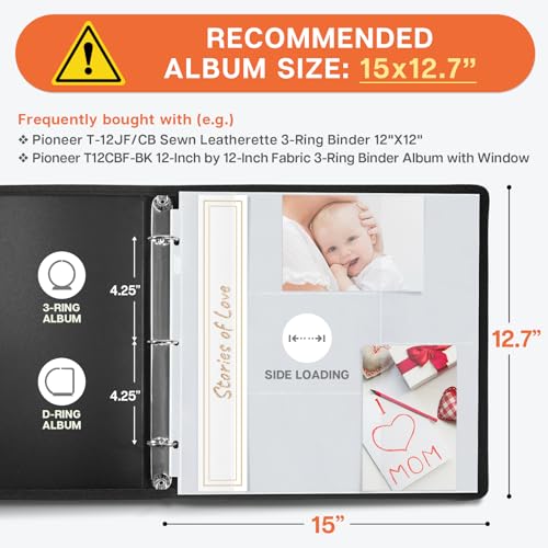 Dunwell 12x12 Photo Album Refill Pages, 25 Pack Holds 250 Photos, 4x6 Photo Sleeves for 3 Ring Binder, Mixed Layout Scrapbook Page Protectors, Acid-Free Poly - size: 25 Pack, style: 4x6" Mixed Layout