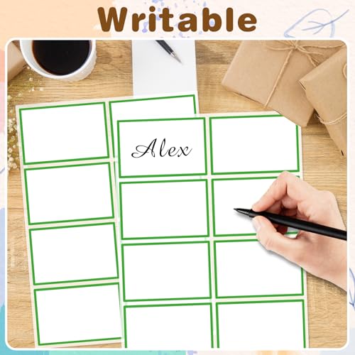 Starboling Name Tag Stickers, 200 Pcs 3"x2" Green Plain Stickers With Colorful Border, For Office, School & Home - color: Green Rectangle
