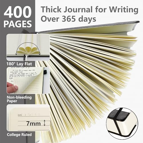 Hoci Poci 400 Pages Lined Journal Notebook, 5.8" x 8.4", Black - color: Black, size: Lined-400 Pages (5.7"×8.3")