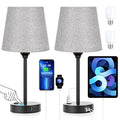 Grey Bedside Lamps Set 2 for Bedroom - Dimmable Touch, USB C+A, AC Outlet - color: Gray