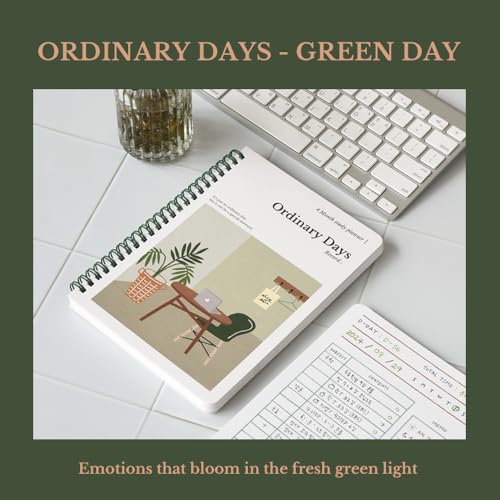 Monolike Ordinary days 4 Month Study Planner, Green day - Academic Planner, Weekly & Monthly Planner, Study plan - color: Ordinary days - Green day
