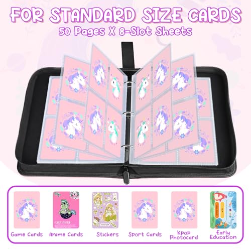 Premium 4-Pocket Trading Card Binder, 400-Card Capacity, Peach - color: Peach