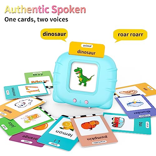 Eaever 252 Words Talking-Flash-Cards, Birthday Gifts for Boys 3 4 5 6 Year Old, Pocket Speech Language Learning Toys, Blue - color: Blue, size: Basic Version(abc+123-252 Words)
