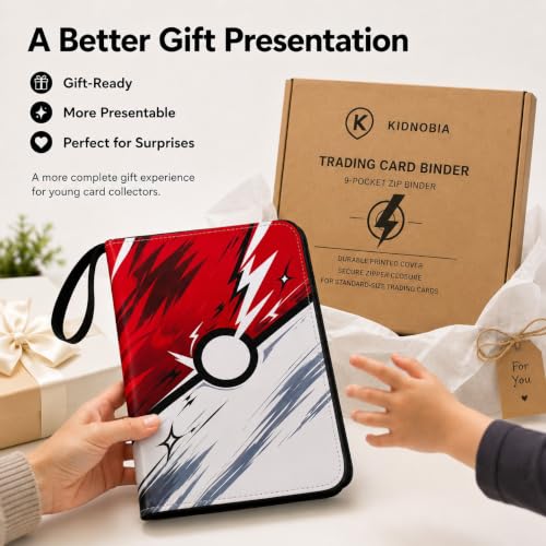 Kidnobia 9-Pocket Trading Card Binder with Zipper Gift Box - size: Large