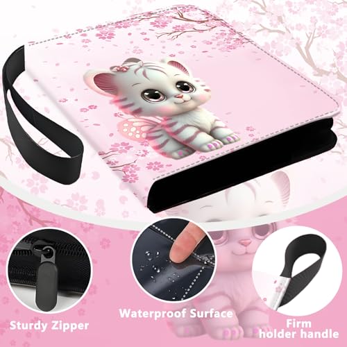 4 Pocket Trading Card Binder, Holds 400 Cards, Zipper Binder - color: Cute little tiger