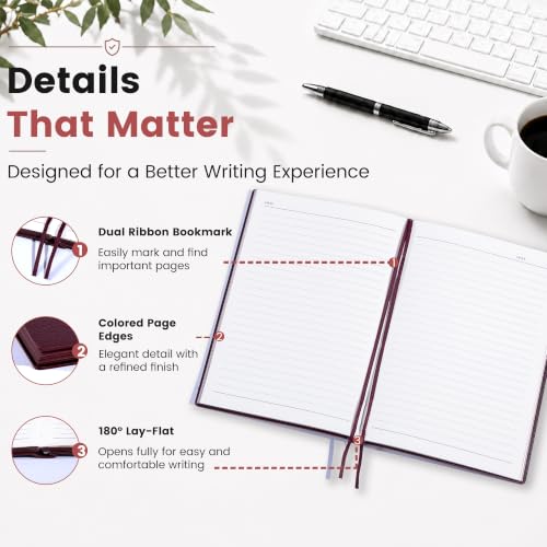 CAGIE College Ruled Journal for Men & Women, Softcover A5 Leather Notebook - color: Burgundy, size: 1 Pack
