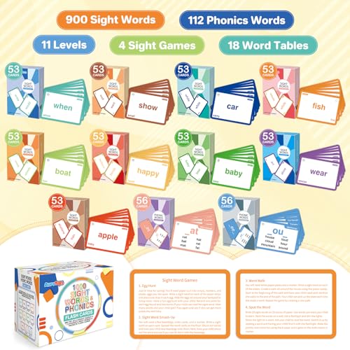 1012 Sight Words/Phonics Flash Cards, Dolch & Fry High Frequency Site Words - style: 1000 Sight words