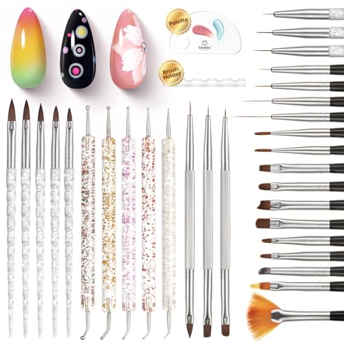 Beetles 31pcs Nail Art Brushes, Nail Art Pens, Dotting Tools, Dust Brush - color: F-Multicolor-31
