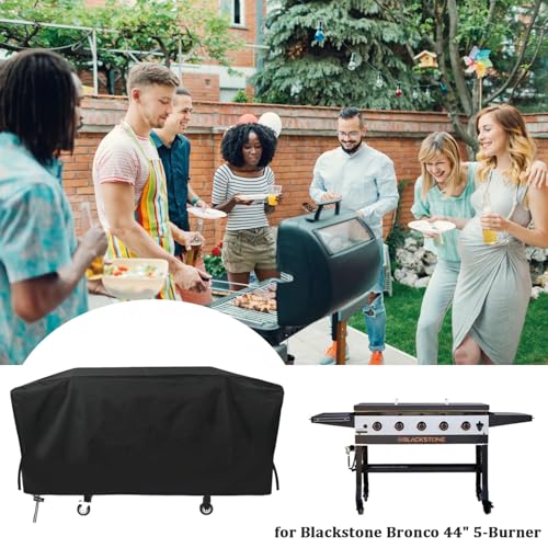 Grill Cover for Blackstone Bronco 5-Burner 44 Inch Griddle, Heavy Duty Outdoor Waterproof Flat Top Pellet Smoker Griddle Cover for Black Stone 5 Burner 44" Omnivore Grill BBQ Accessories - size: 75"L x 24.8"W x 33.5"H