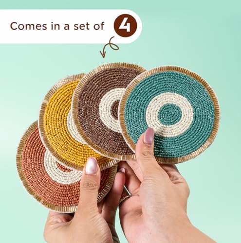 Folkulture Fall Coasters Set of 4 for Drink Non Slip, Easy to Clean - 4 Inch - color: Round Evil Eye Enchanment