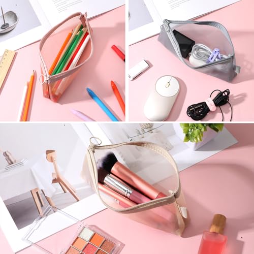 3 PCS Makeup Brush Pouch, Mesh Makeup Bag, Nylon Zipper Pouch, Mesh Makeups Brush Bag, Portable Clear Travel Cosmetic Bags, Small Organizer for Home Office Accessories