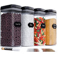 Chef's Path Airtight Food Storage Boxes with Labels - Kitchen Storage - Flour, Cereal, Pasta - Plastic Storage Boxes with Lids (4pcs-3.2L) - color: 4 Pack - 3.2l