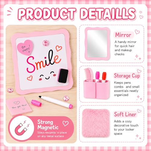 20 PCS Pink Locker Accessories Kit Back to School for Girls