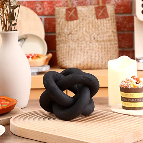 Yalikop 3 Link Wood Knot Decor Rustic Table Shelf Accents, Black - color: Black