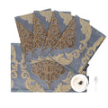 Loom and Mill Luxury Damask Placemats Double Layer, Set of 4, Grey Blue - color: Grey Blue_peyton, size: 4 Pieces