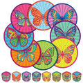 Gejoy 24 Pcs Colorful Butterfly Foldable Hand Fans Flying Disc 8 Style - color: Colorful Butterflies