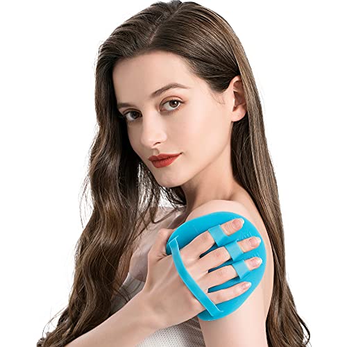 1 Pack Pure Silicone Food-Grade Body Brush Shower Cleansing Scrubber - color: # Blue