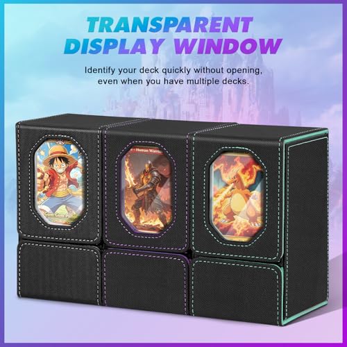 Card Deck Box for MTG Commander, Fits 100+ Double-Sleeved Cards Card Case - color: Black and Purple