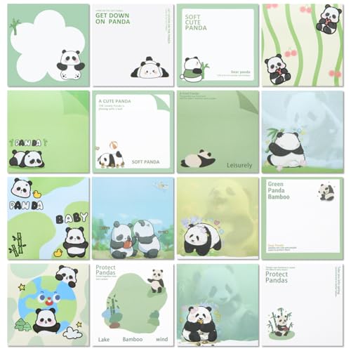 16 Pcs Cute Panda Sticky Note,320 Sheets Kawaii Cartoon Panda Bear Self-Stick Note Pads Writing Memo Pads Message Note Stationery Gift for Kid Plan Index Student School Office Supplies