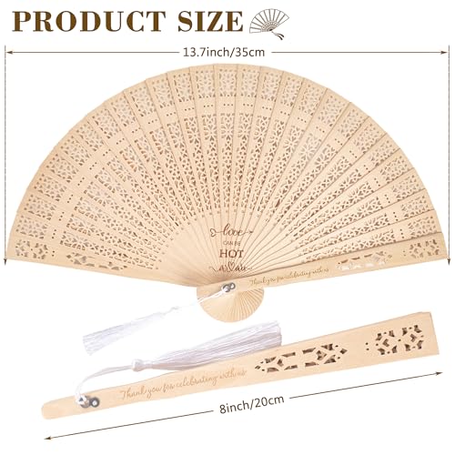 24 Set Wedding Fans for Guests and Bride, Handheld Foldable Wood Fan Party Favor with Organza Bags and Tassels for Wedding Party Favors and Bridal Shower - color: White&wood1