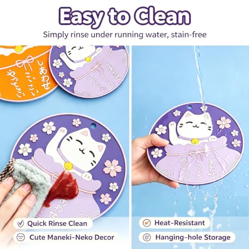 Cat Trivets for Hot Dishes Hot Pads Plate Mat Pot Holders for Kitchen Decor - size: Cat Trivets 2pcs