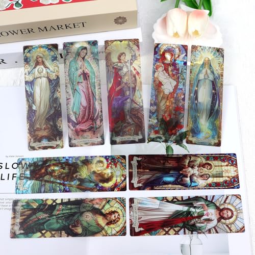 Wxiben 20 Pcs Stained Glass Catholic Transparent Bookmarks PVC Book Mark - style: Stained Glass Catholic