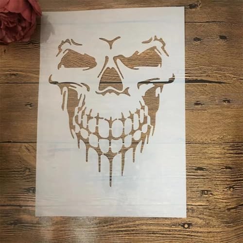 TIAMECH A4 Reusable Halloween Horror Skull Stencil for Painting - style: Halloween Horror Skull