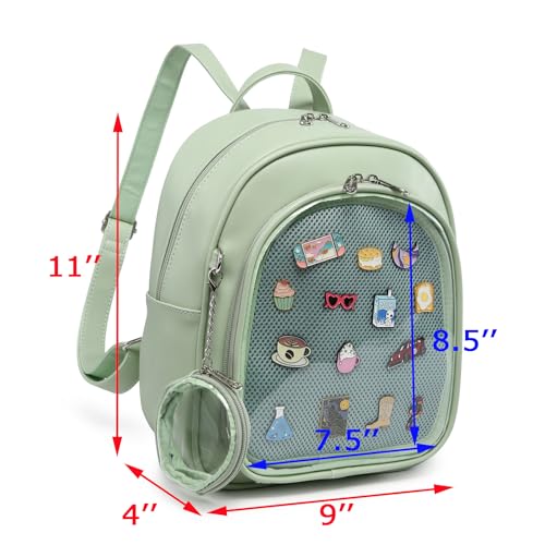 Aesthetic Kawaii Ita Backpack Pin Display Cute Purse For Anime Pins - color: Green