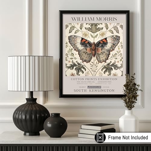 Poster Master Butterfly Print - William Morris Poster - Flower & Animal Art - Botanical Exhibition Illustration - Floral Moth Artwork - Aesthetic Office or Bedroom Decor - 8x10 UNFRAMED Wall Decor - color: Style-06, size: 8"L x 10"W