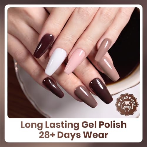 Beetles Neutral Gel Polish Set, 6 Neutral Brown Colors Gel - color: C - Creme | Caramel Cappuccino