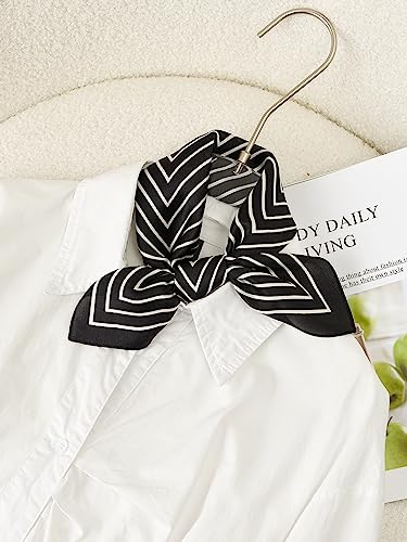100% Mulberry Silk Scarf - 21" Square Lightweight Neckerchief, Gift Packed - color: Back Stripe